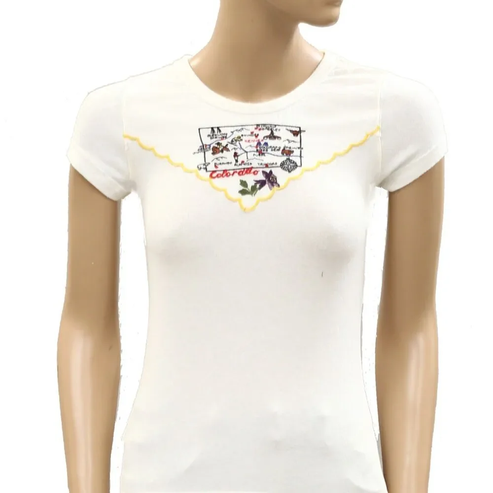 Free People We The Free Wild Country Tee Blouse Top Floral Embroidered XS 286455